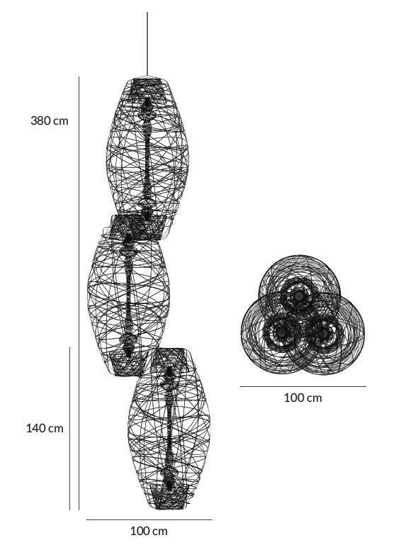 Lightornament ceiling lighting volans black measurements, carbon decoration