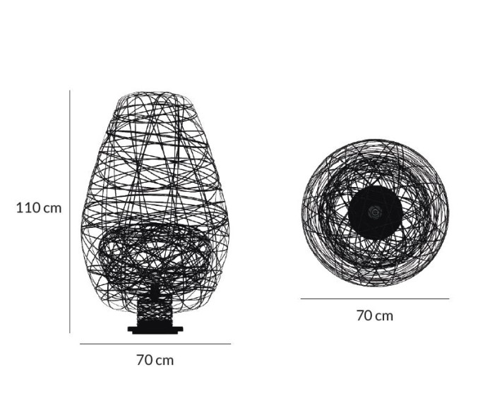 Lichtornament vrijstaande lamp vela zwart afmetingen, carbon decoratie