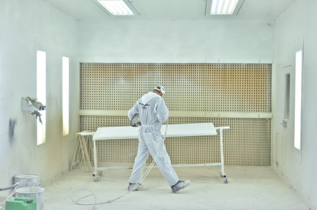 Wet paint application booth for furniture and interior Wet paint application booth for furniture and interior