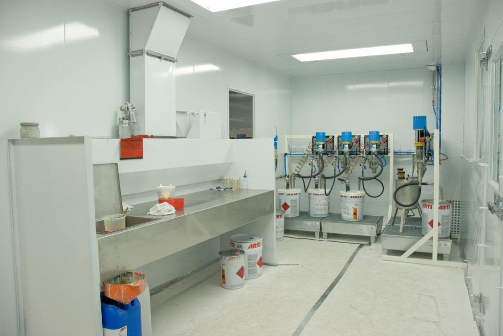 Inside of a paint lab Inside of a paint lab