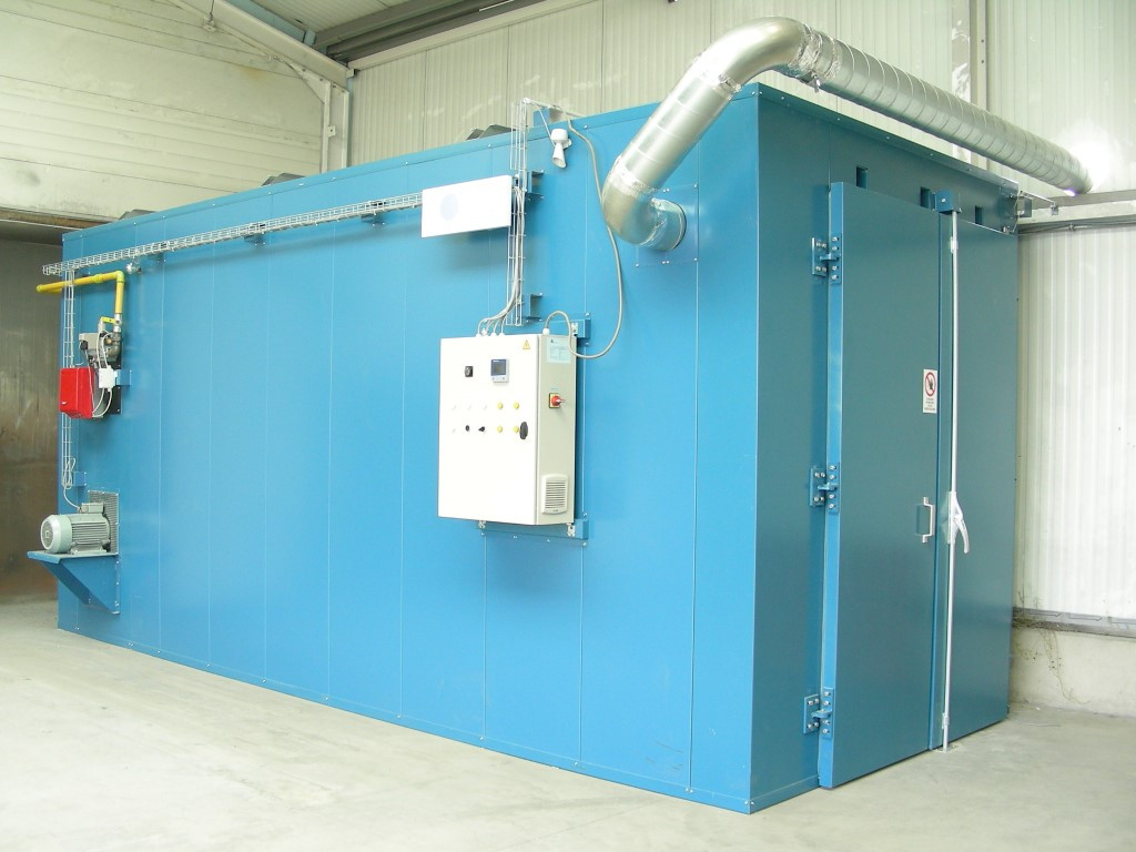 Industriële oven met afblaaskanalisatie door de muur Industriële oven met afblaaskanalisatie door de muur