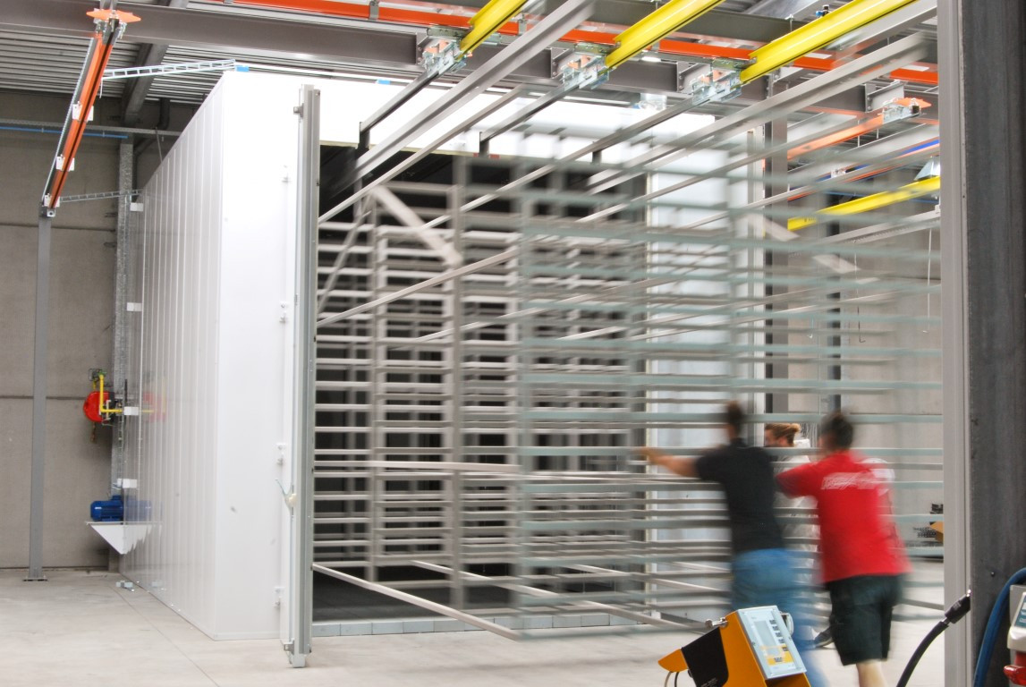 Box oven with manual overhead system Box oven with manual overhead system