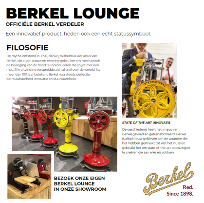 Berkel B114 Catalogusprijs 2024 excl. btw Prijs af fabriek. Op basis van afhaling. Exclusief...