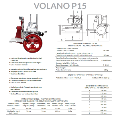 Berkel P15 inclusief voet Catalogusprijs januari 2025 excl. btw Prijs af fabriek. Op basis van afhaling. Exclusief...