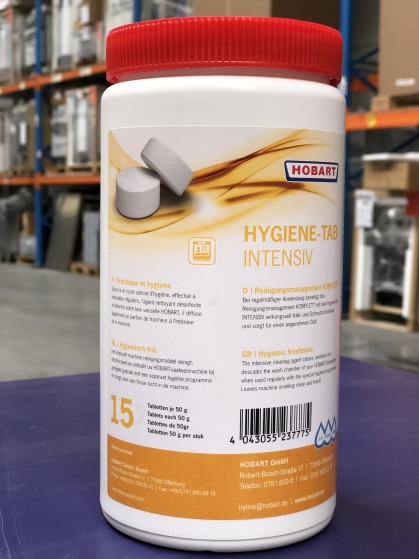 Hygiene tabletten Hobart (inhoud 15 stuks) Hygiëne tabletten van Hobart voor het reinigen van uw vaatwasser i.c.m. het hygiëne programma....