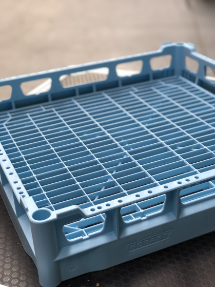 Vaatwasmand 500 x 500 hoogte 100mm - stapelbaar kleur licht blauw. Grote voorraad aan...
