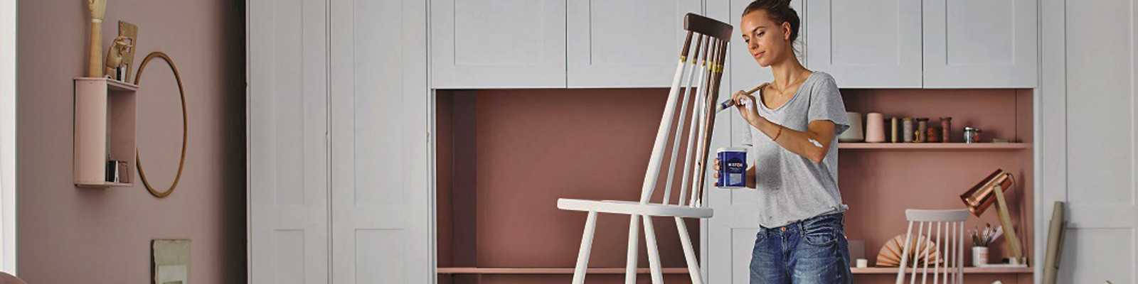 Sigma verf deuren kasten stoelen wit oud-roze