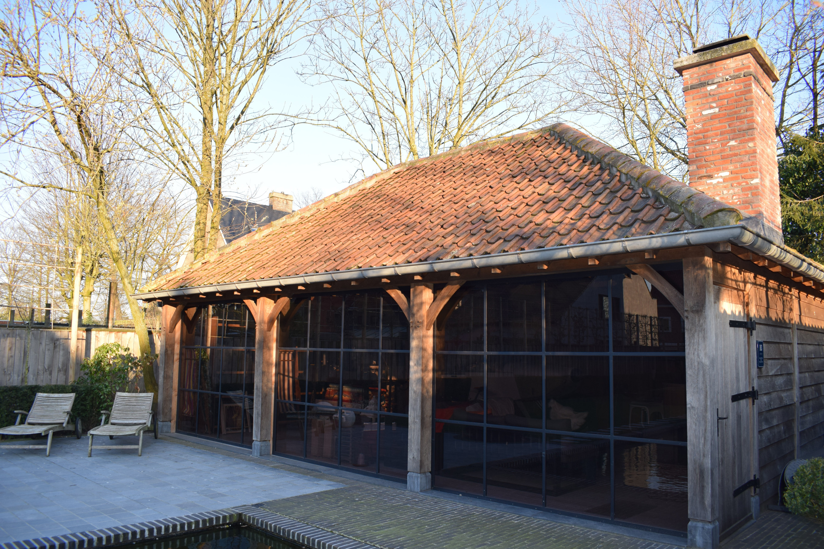 Bijgebouw in eik - Stalen ramen