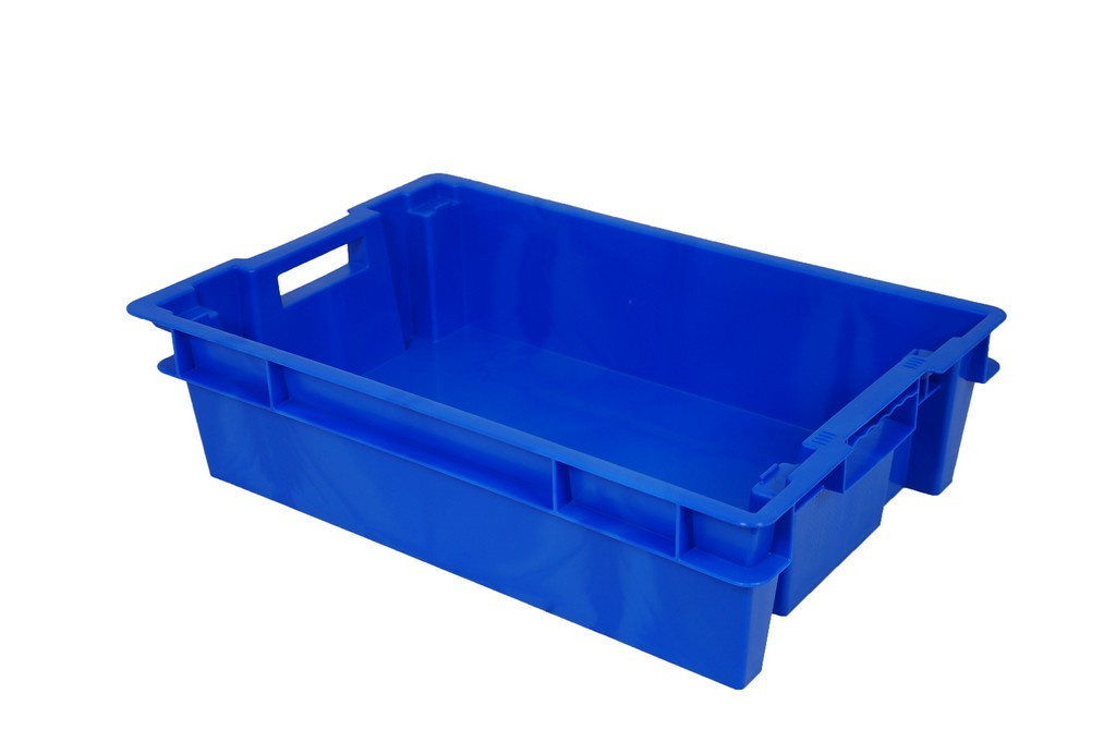 Bac gerbable et 70 % emboîtable, fond et parois pleins renforcés - 80% emboîtable bi-color - GE6415-4120 Bac gerbable et 70 % emboîtable, fond et parois pleins renforcés - 80% emboîtable bi-color - GE6415-4120