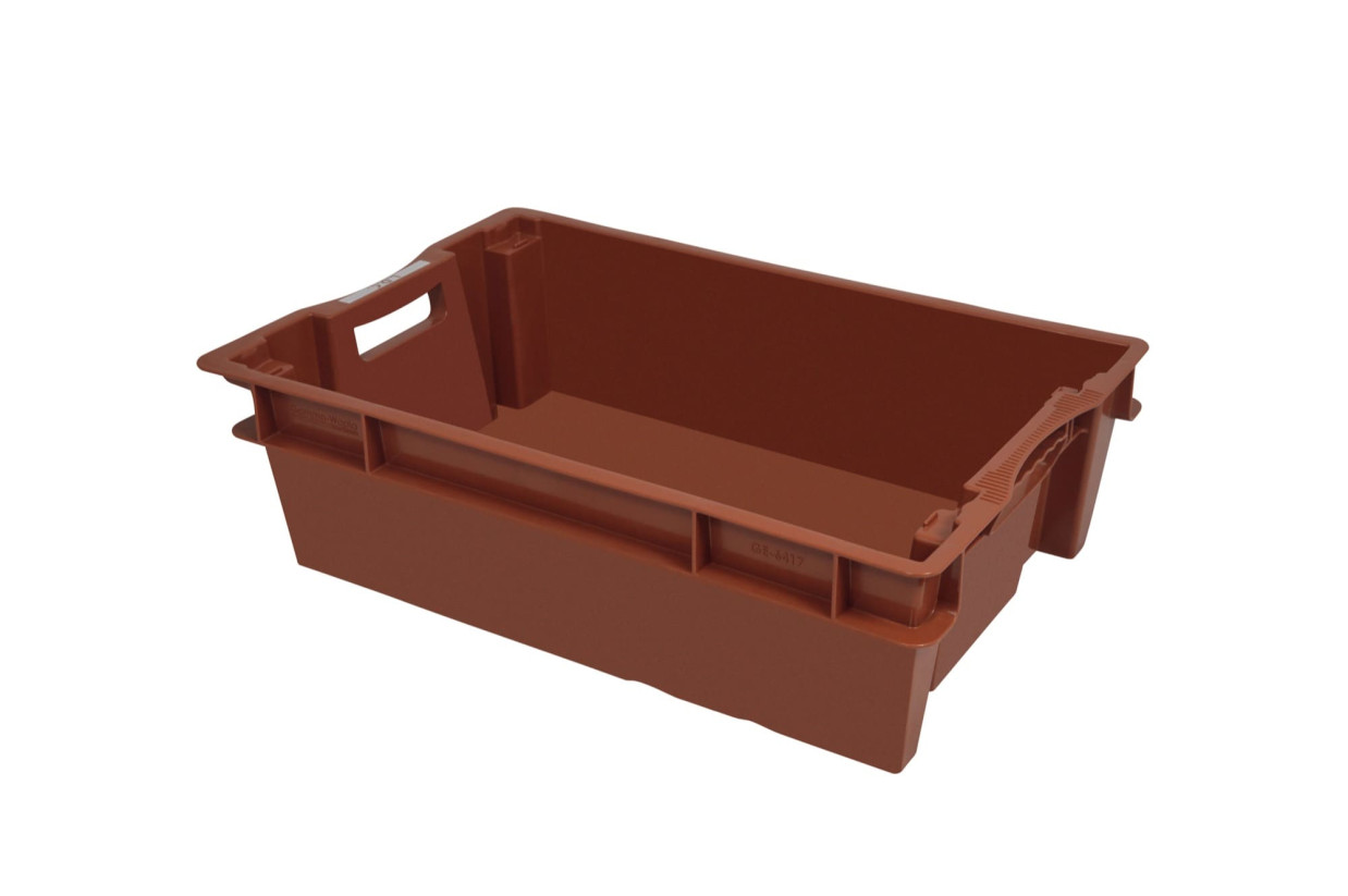 Bac gerbable et 70 % emboîtable, fond et parois pleins renforcés - 50% emboîtable bi-color - GE6417-4120 Bac gerbable et 70 % emboîtable, fond et parois pleins renforcés - 50% emboîtable bi-color - GE6417-4120