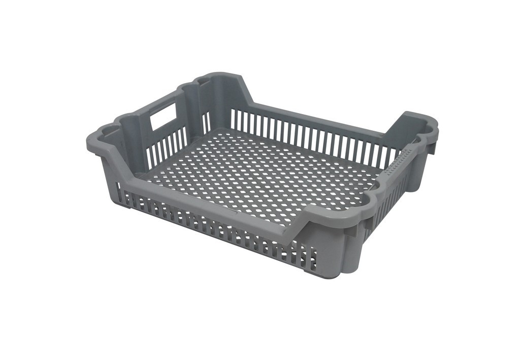 Pastry tray, stackable & nestable box, ventilated sides and ventilated bottom - Bale arm crates - GE6515-0020