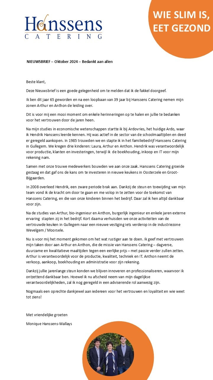 Nieuwsbrief Oktober 2024_Hanssens Catering