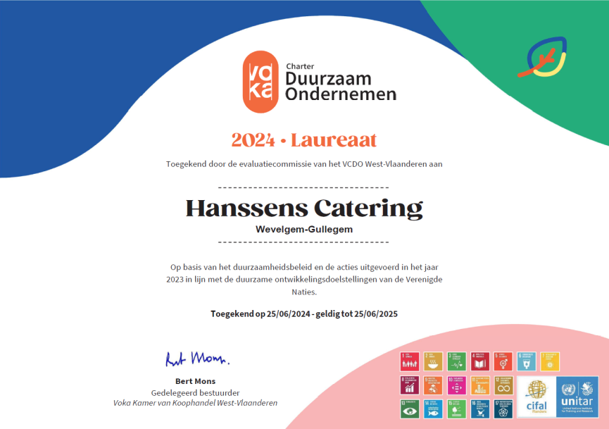 VCDO CERTIFICAT VCDO_C23-24_Laureat_WVL_Hanssens Catering