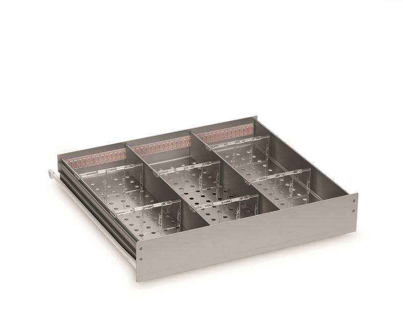 HiLAB - Gram Bioline - Aluminium-lades |
Multifunctionele lades bieden een hoge mate van flexibiliteit in medische opslag. De lades zijn horizontaal en verticaal in te delen...