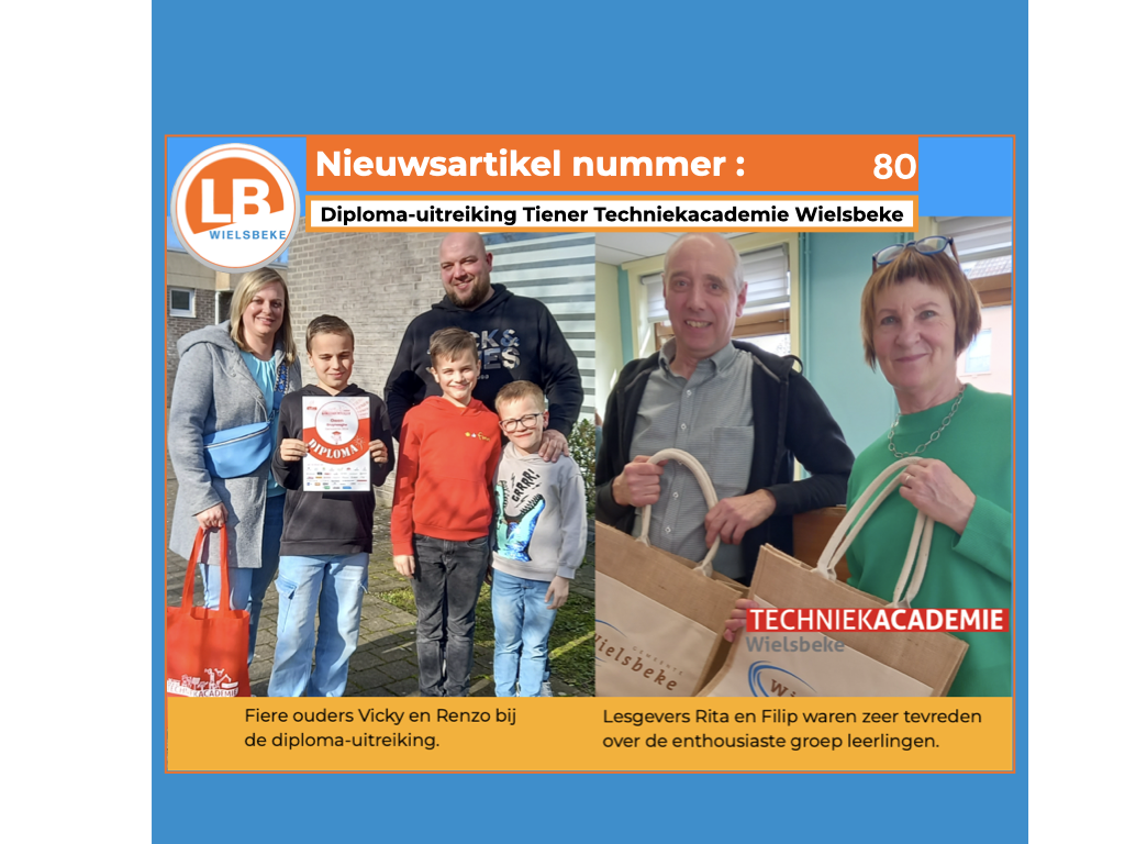 Diploma-uitreiking Tiener Techniekacademie Wielsbeke