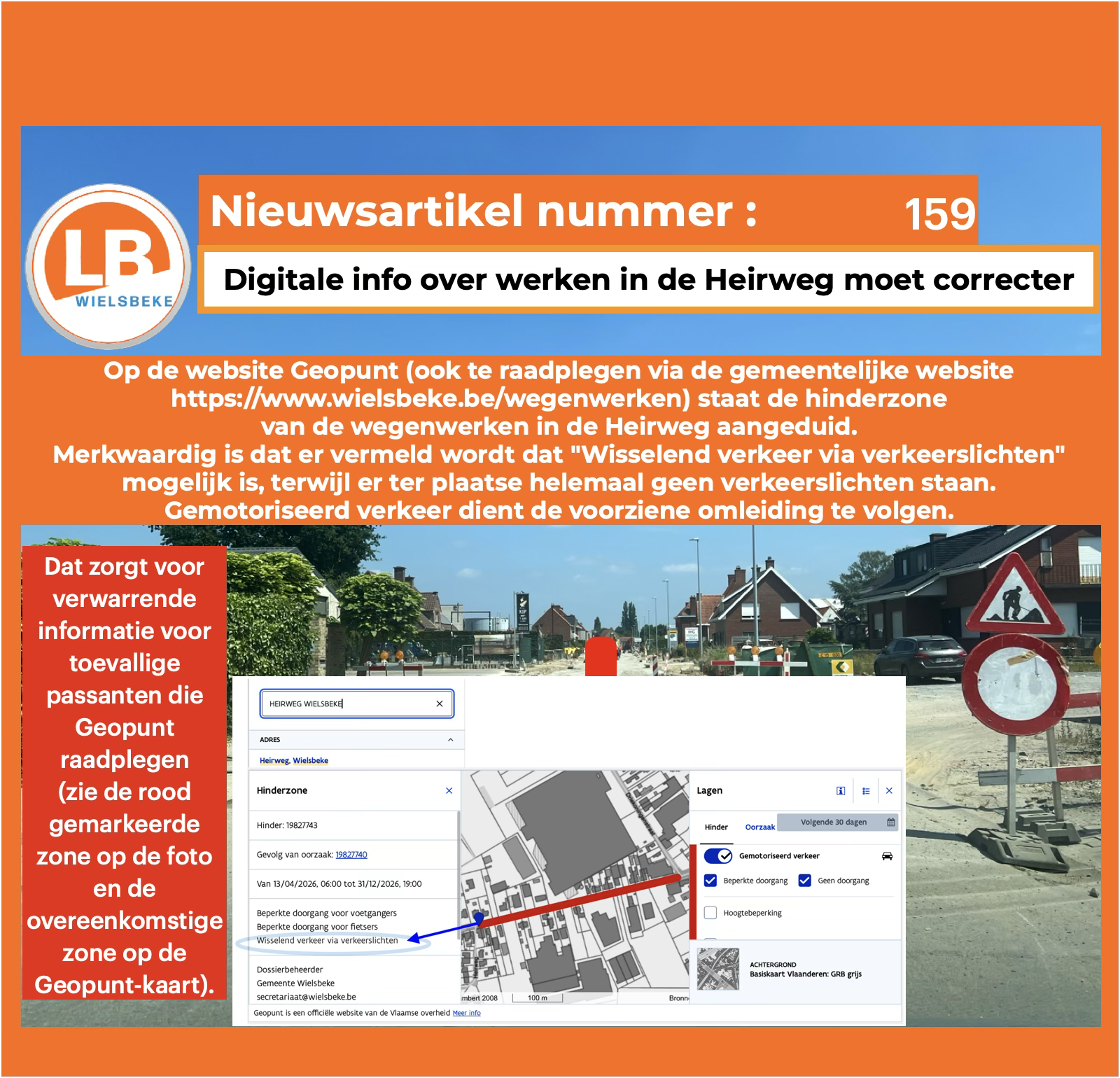 Digitale info over werken in de Heirweg moet correcter