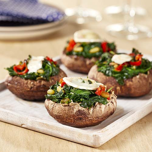 Gevulde portobellos met spinazie