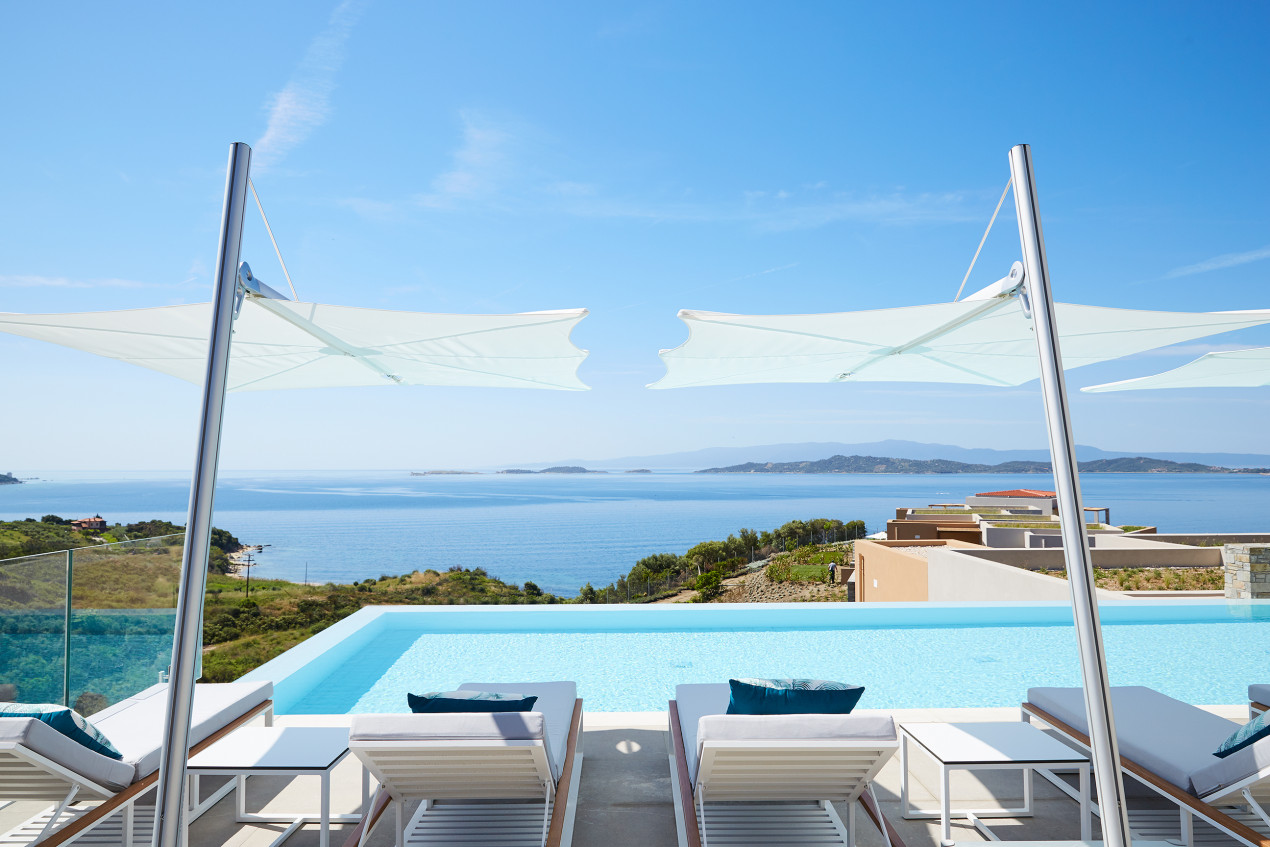 La collezione spettri Umbrosa Eagles Villas Godetevi la vista della Grecia sotto un parasole spectra