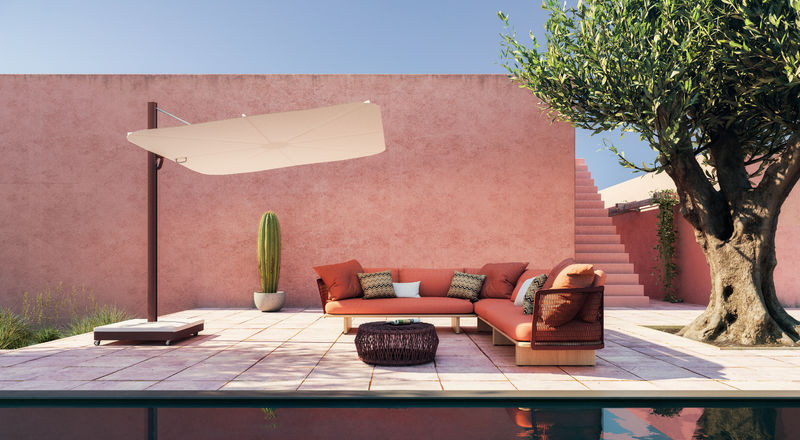 Versa UX parasol déporté Culture Versa UX parasol déporté Culture, 250x250, avec coins arrondis, Toile en Sunbrella Blush